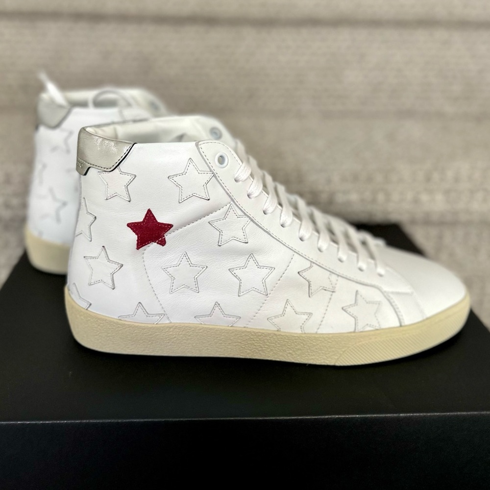 SAINT LAURENT Leather High Top Sneakers - Picture 7 of 14
